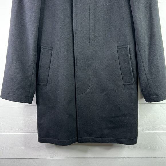 MICHAEL KORS Black Nylon Wool Overcoat Long Sleeve Button Up Jacket Size‎ 14R - Picture 6 of 11